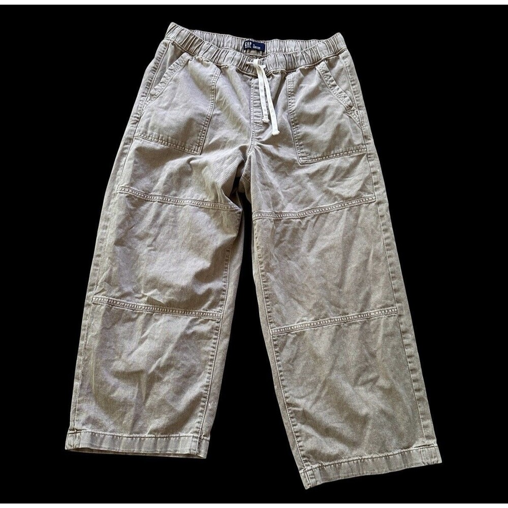 Gap Denim High Rise Wide Leg Drawstring Pants Tan Size XL Baggy Barrel Cargo